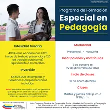 Programa de Formación Especial en Pedagogía